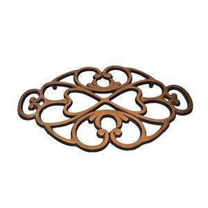 Pampered Chef Cast Iron Trivet -Heart Motif Scroll Design